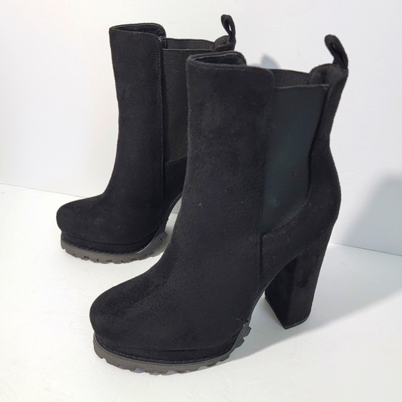 Liliana Black Chunky Platform Pull-On Bootie Women Size 7.5 Goth Club Festival - Picture 11 of 11